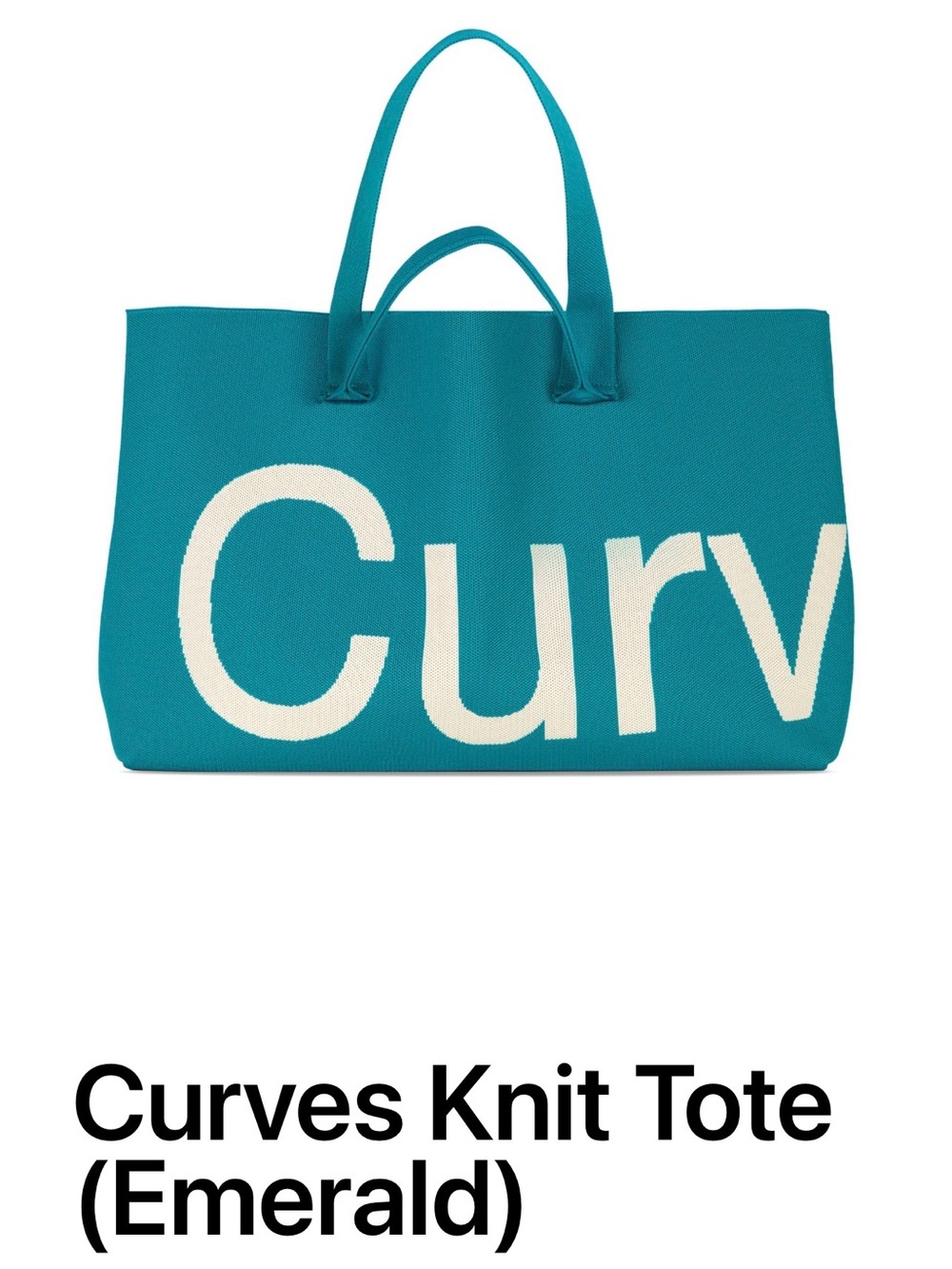 Curves by Sean Brown Emerald Knit Tote with Contrast Lettering